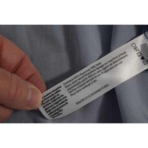 Eileen Fisher Shirt Womens Petite Purple Velvet Collar Button Front Light Blue - Picture 5 of 5